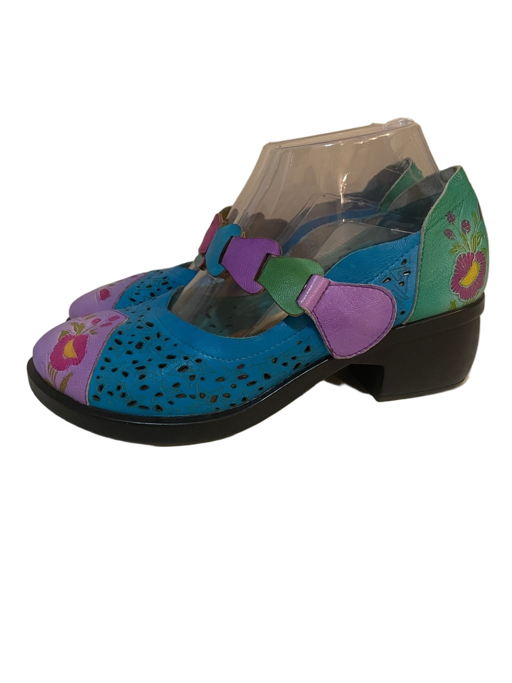 Boho Floral Cutout Mary Jane Shoes Size 39